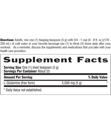 Country Life Glutamine Pure Powder - 5000mg L-Glutamine - Muscle Tissue Gut Health Immune Support - Gluten-Free Certified - Ideal Pre/Post Workout Amino Acid Supplement 55 Servings 9.7oz - Buy Online on GoSupps.com