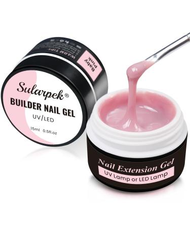 sularpek Nail Extension Builder Gel 15ml No HEMA and TPO Free Repair Strengthening Nail Art (Baby Pink)