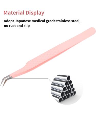 FADLASH 45 Degree Angle Pink Curved Lash Tweezers for Eyelash Extensions - Professional Volume Tweezers with Fiber Tips - Buy Online on GoSupps.com