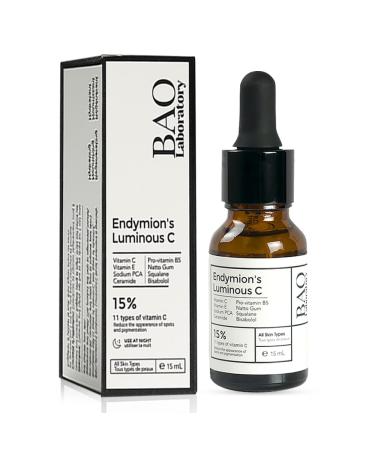 ENDYMION S LUMINOUS C Face Serum | Bisabolol, Squalane, Vitamin C &E | Multi Vitamin Serum for Brightening, Regenerating And Refreshing Skin| For All Skin Types (15 ML) 0.5 Fl Oz (Pack of 1)