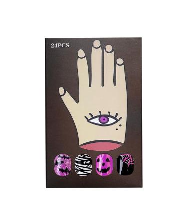 Halloween Nails Short | Short Fake Nails Manicure Charm | Bat Spider Ghost False Nails Halloween Nail Design Nail Art Stickers Nail Halloween Decorations
