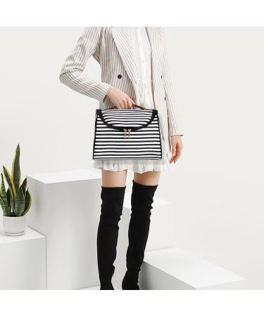 Black Stripe Travel Makeup Bag - Portable Ethereal Cosmetic Organizer for Women, Waterproof Nylon Toiletry Bag - Small Size - Buy Online on GoSupps.com