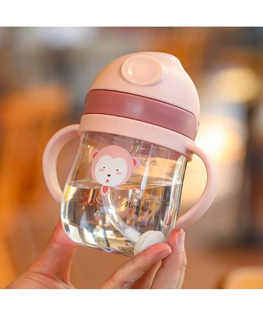 Bigougem 8.45oz Baby Bottle with Straw - Ergonomic Handle, Leak-proof, Drop Resistant, Light Pink - Buy Online on GoSupps.com