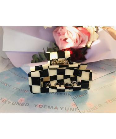 YOEMAYUNER Checkered Hair Claw Clips - Set of 3 Fashionable Retro Clamps for Women and Girls - Buy Online on GoSupps.com
