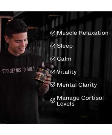 Truly Genius Magnesium Glycinate Powder Supplement - L-Theanine Ashwagandha Valerian Root - High Absorption - Supports Muscle Repair - Founded by James Rodriguez - 30 Servings (Coconut Lemonade) - Buy Online on GoSupps.com