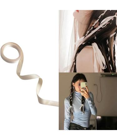 xbiez 2M Braided Ribbon Bows Hairband Silky Hair Tie Headband Hair Bows DIY Ponytail Braids Rope Hair Styling Accessories Pale yellow - Buy Online on GoSupps.com
