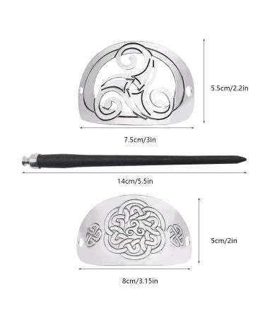 Celtic Hair Clip Set for Women - Vintage Nordic Viking Knot Slide Pins with Wooden Stick for Long Hair (2pcs) - Buy Online on GoSupps.com