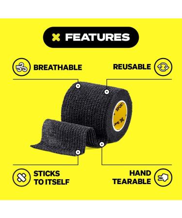 SPORTTAPE Self-Adhesive Football Sock Tape 5cm x 4.5m - Dark Green | Cohesive Bandage Wrap for Shin Pads, Goalkeeper Wrist, and Football Ankles | Pet & Vet Wrap - Single Roll - Buy Online on GoSupps.com