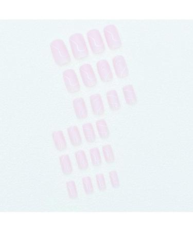 Justotry 24 Pcs White Swirl Press on Nails Medium Designs - Glossy Pink False Nails with Nail Glue - French Stick on Nails for Women, Teens, and Girls - Squoval Fake Nails for Nail Art - Buy Online on GoSupps.com