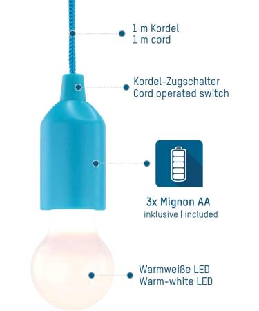 Hycell Pull Light 3 Set - Portable LED Lamps with AAA Batteries - Warm White Mobile Luminaire for Tent Camping Garden Shed & Party Decoration - Buy Online on GoSupps.com