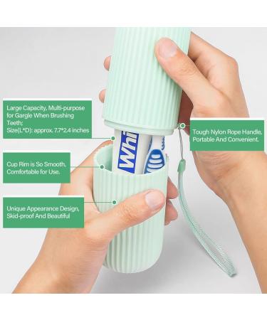 Anbbas Double Bristle Head Denture Brush - 5pcs Dental Cleaning Brushes with Portable Toothbrush Cup Holder for Oral Appliance Cleaning - Buy Online on GoSupps.com
