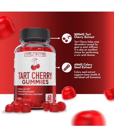 Tart Cherry & Celery Seed Gout Relief Gummies - 60ct | Joint Support & Antioxidant for Uric Acid Cleanse - Buy Online on GoSupps.com
