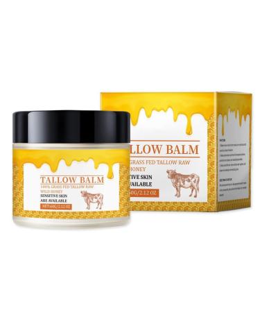 Tallow and Honey Balm Beef Tallow Balm Tallow Face Moisturizer Tallow and Honey Balm for Skin Care Face Premium Tallow Honey Skin Balm Grass-Fed Beef Tallow & Raw Wild Honey Blend Oil Lotion 60g