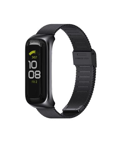 Mijobs Bands Compatible with Samsung Galaxy Fit 2 SM-R220 Bands for Women Men, Sport Straps Replacement Wristband Accessories for Samsung Galaxy Fit2 (Milan,Black)