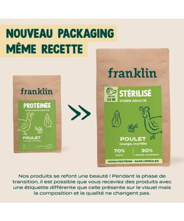 Franklin Sterilized Dog Food Protein Range with 70% Chicken Mono-protein Grain-free Round Shape 13mm 2.5 kg - Buy Online on GoSupps.com