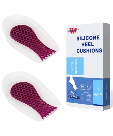 100% Silicone Gel Heel Cups for Plantar Fasciitis and Heel Pain Relief Soft Heel Cushion for Heel Spurs (Women's 4.5-8)