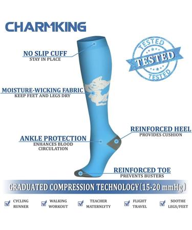 CHARKMING Compression Socks 8-Pair Set | 15-20 mmHg Support for Men & Women | Ideal for Athletic Running & Cycling | Large-X-Large | Black/Blue - Buy Online on GoSupps.com