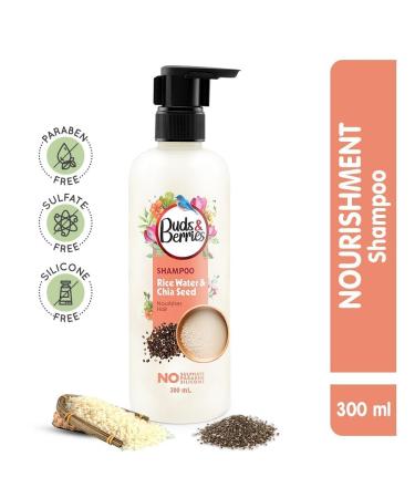 Buds & Berries Rice Water & Chia Seeds Shampoo - Sulfate-Free Paraben-Free Nourishment for Strong Healthy Hair - 300 ml - Buy Online on GoSupps.com