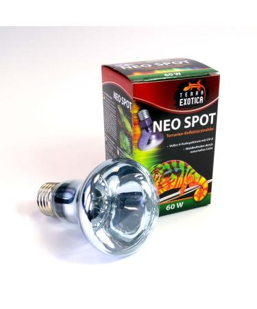 Terra Exotica Neo Spot- Terrarium reflector radiation with UV radiation for terrarium dwellers- heat and light source for your Terrarium 25W 40W 60W 75W 100W and 150 watts (3 60 W) 60 W 3