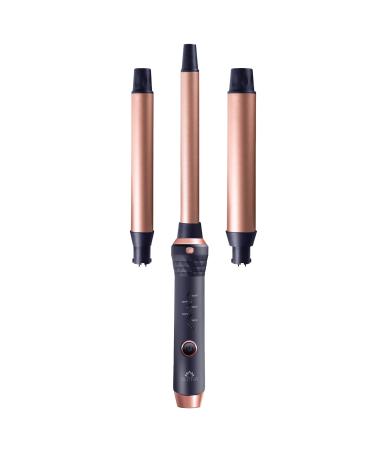 SUTRA Interchangeable Styler Sets - 3 in 1 Styling Base - Spring Curler Waver and Clipless Wand Set Options Rose Gold and Black Clipless Curler Set