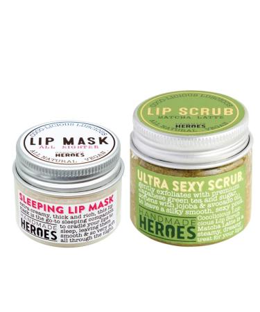 Save 10% Handmade Heroes Lip Scrub and Lip Mask Bundle - Clean Sustainable Skincare Lip Exfoliator and Lip Treatment
