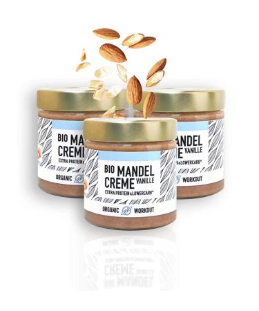 Organic Workout 3 Series organic almond with whey protein and fine vanilla-Lower-Carb sugar-free without added sugar with erythritus organic almond cream almond 570 g (1 Pack)