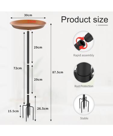 Buy EfuturTime Metal Bird Bath & Feeder - Height-Adjustable Winter-Proof 30x90 cm Garden Accessory for Birds - Large Brown Design - Buy Online on GoSupps.com