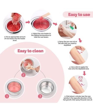Buy Wax Warmer Set Electric Hair Removal Device for Smooth Skin | Pink Wax Heater & Depilation Kit | International Shipping - Buy Online on GoSupps.com