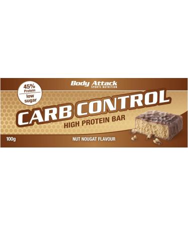 Body Attack Carb Control Protein Bar Nut Nougat - 15 x 100g Low Carb High Protein | Sugar-Free Whey Protein Snack - Mix Box Available - Buy Online on GoSupps.com