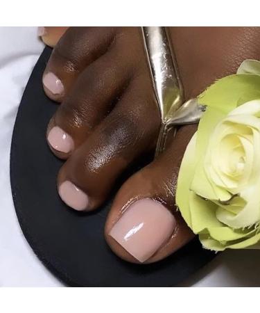 VOTACOS Short Square Press on Toenails - 24PCS Nude Prom Design Fake Toe Nails | Glossy Acrylic Toenails for Women - Buy Online on GoSupps.com
