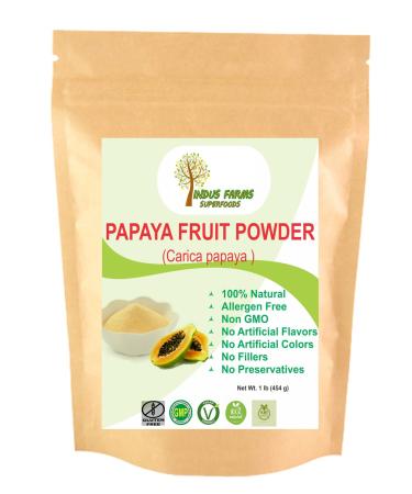 Indus Farms 100% Natural Papaya Fruit Powder 1 LB Nutritious Papain Meat Tenderizer Marinades Enhance your Baking Recipes Smoothies Salads GMO-Free Vegan 1 Pound (Pack of 1)