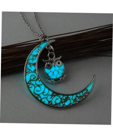 jojofuny Moon Necklace Moon Pendant Necklace Owl Pendant Necklace Owl European and American Decorate Light Blue 50*3.5cm - Buy Online on GoSupps.com