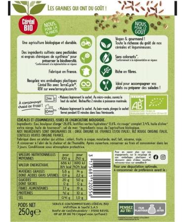 CEREAL BIO - M lange Orge Riz Rouge et Lentilles Vertes 250g - Alternatif sain pour une alimentation quilibr e - Lot De 4 - Buy Online on GoSupps.com