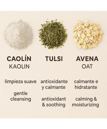 Kaolin White Clay + Tulsi + Oats - Soothing Moisturizing and Purifying Face Mask for Dry and Sensitive Skin - 100% Natural | Ternary Blend 303 - 100g - Buy Online on GoSupps.com