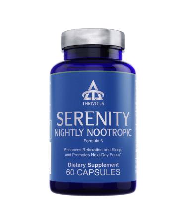 Thrivous Serenity Nightly Nootropic Sleep & Relaxation Formula with KSM-66 Ashwagandha L-Theanine Magnesium Glycinate & Melatonin 60 Vegan Capsules