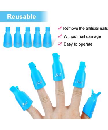 Hanyousheng Nail Clips - 10 Pcs Acrylic Nail Remover Caps for Soak Off - Nail Art Polish Wrap Cleaner Tool in Blue - Buy Online on GoSupps.com
