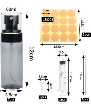 DKBT Small Black Spray Bottles - 60ml Fine Fog Atomizer (2-Pack) - Plastic Mini Empty Bottles for Perfume & Water - Buy Online on GoSupps.com