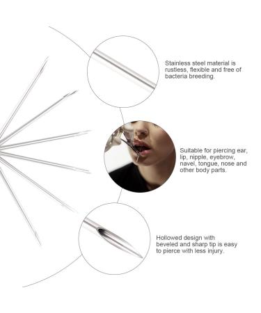 100 pcs Stainless Steel Sterile Body Piercing Needles - Assorted Sizes 12G-20G - Buy Online on GoSupps.com