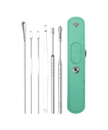 Ear Cleaning Tool - Professional Ear Wax Remover Tool with PU Storage Bag | Ear Wax Cleaner for Family Friends Adults and Kid Ngumms Green
