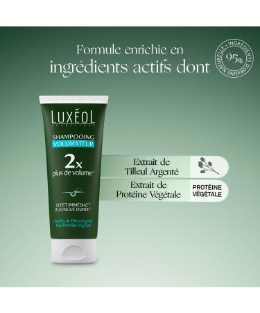 LUXEOL - Volumizing Shampoo - Doubles Hair Volume(1) - Immediate Effect(2) & Long Lasting(1) - Clinically Proven - Natural Origin Formula - Silver Linden & Vegetable Protein - 200 ml - Buy Online on GoSupps.com