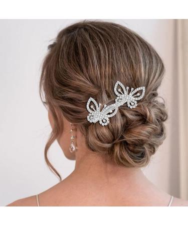 Bartosi Sparkling Rhinestone Butterfly Hair Clips - Pack of 2 | Wedding Hair Accessories for Women and Girls - Buy Online on GoSupps.com