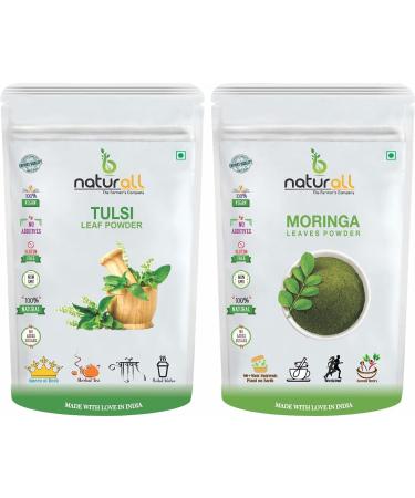CROW Pack of 2 Tulsi Powder Moringa Powder (500 GM Each) Combo Pack 1 KG by B Naturall