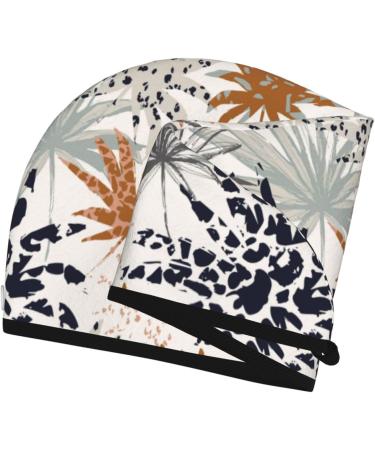 Hair Towel Wrap - Quick-Dry Turban with Button for Effortless Drying (Tropical Leaves) | International Shipping - Buy Online on GoSupps.com