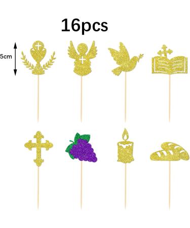16 PCS First Holy Communion Cake Topper Cake Toppers Baptism Decorations Holy Communion Decorations Cross Cake Topper First Communion Decorations First Holy Communion Decorations - Buy Online on GoSupps.com