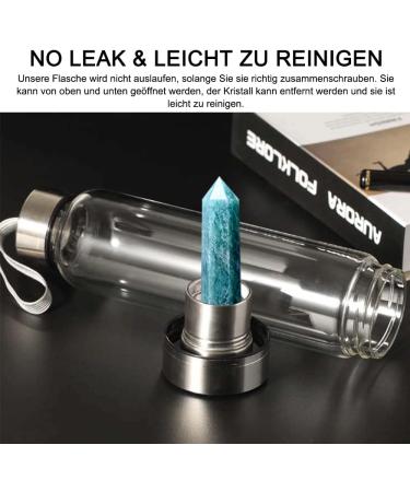 HINATAA Crystal Water Bottle - 550ml Amazonite - Healing Natural Quartz - Removable Infuser for Wellness & Hydration - Buy Online on GoSupps.com