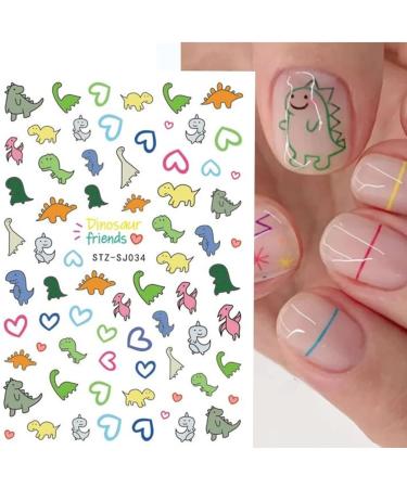 Cute Dinosaur Nail Stickers - 6 Sheets 3D Cartoon Self-Adhesive Nail Decals for Women and Girls - Cute Little Dinosaur Design Nail Sliders for Manicure Decoration - Buy Online on GoSupps.com