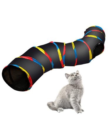 YTFU Cat Tunnels for Indoor Cats, S-Shape Cat Tubes and Tunnels, Collapsible 2 Way Kitten Tunnel Pop Up Cat Tent Tunnel, Interactive Toy Maze Bunny Tunnel for Rabbit Ferret Puppy Guinea Pig