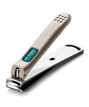 MR.GREEN Nail Clippers Curved Blades Fingernail Cutter Nippers Manicure Scissors Stainless Steel Pedicure Tools with Nail Flies (Large)