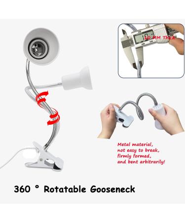 WEEVDRIE Portable Terrarium Heat Lamp 40CM with Clip, 360 Rotating Neck, Dimmer Switch - Ideal for Reptiles, Turtles, Lizards, and Tortoises - White - Buy Online on GoSupps.com