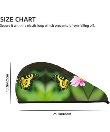 Spring Floral Butterfly Coral Velvet Dry Hair Cap Unisex Towel Wrap for Bathroom Pool Party & Beach Perfect Water Absorbent Hair Accessory - Buy Online on GoSupps.com
